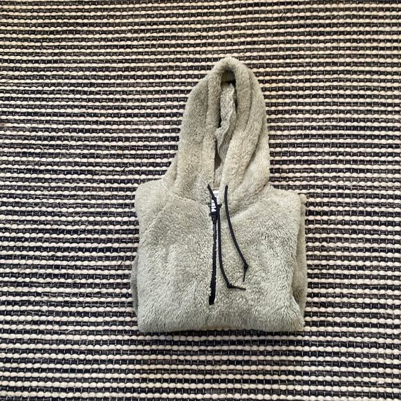 🌿VS Victoria Secret PINK Womens Green Fuzzy Thick Hooded Half Zip Sweats… - Picture 1 of 6